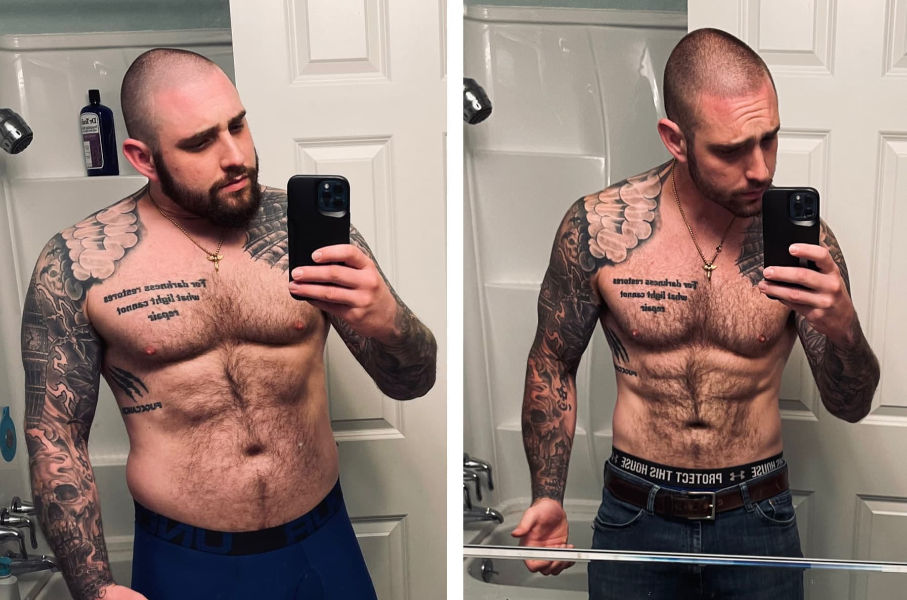 Barnaby Rose before and after, side by side